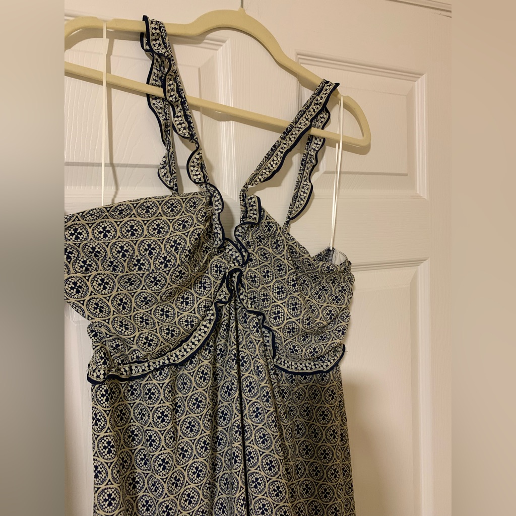 Nwt Max Studio Boho Tiered Halter Maxi Dress, Xl Geometric Print Ruffle Straps — image 6 of 8